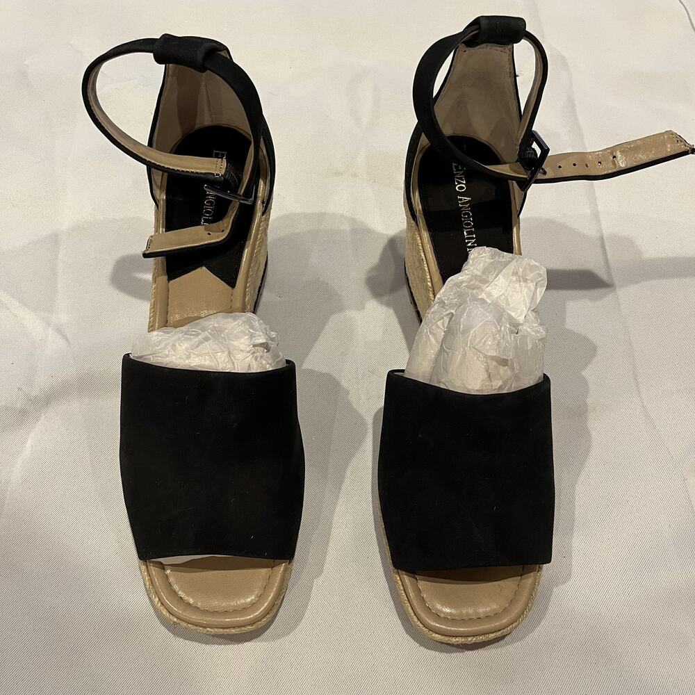 Enzo Angiolini Espadrille Wedge Shoes Womens Size 10 Petrina Sandals Leather